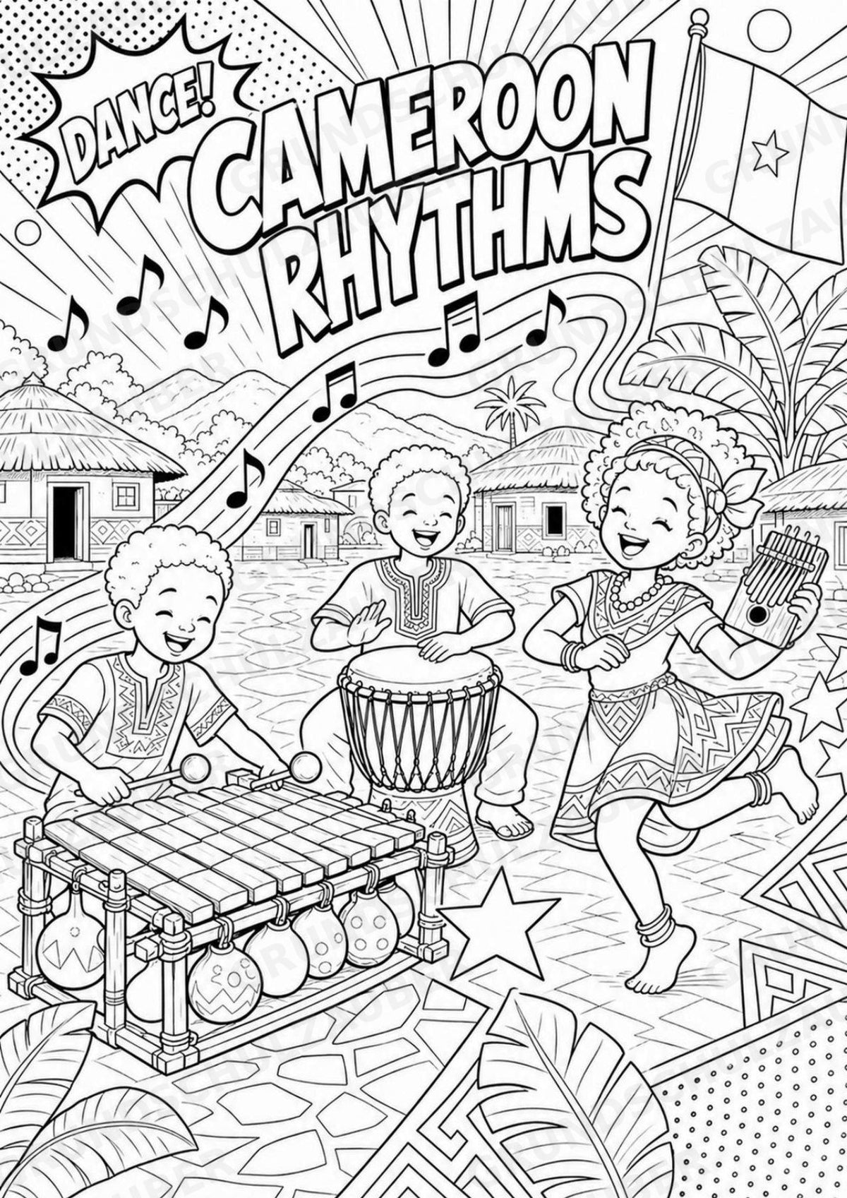 Kamerun POP Art Ausmalbilder 15 Malvorlagen – Materialseite 9