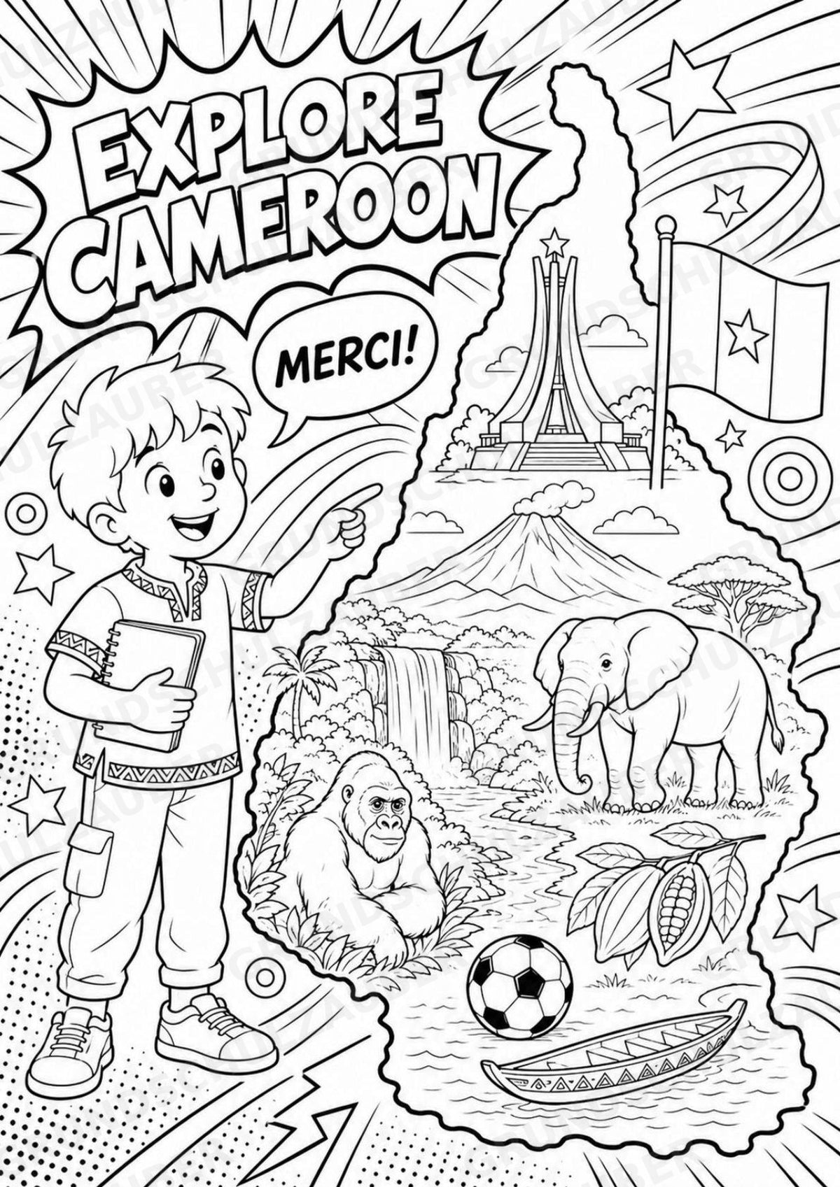 Kamerun POP Art Ausmalbilder 15 Malvorlagen – Materialseite 16