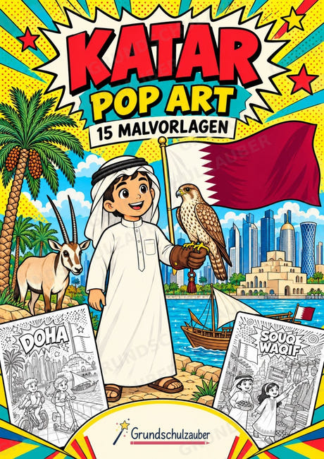 Katar POP Art Ausmalbilder 15 Malvorlagen – Cover