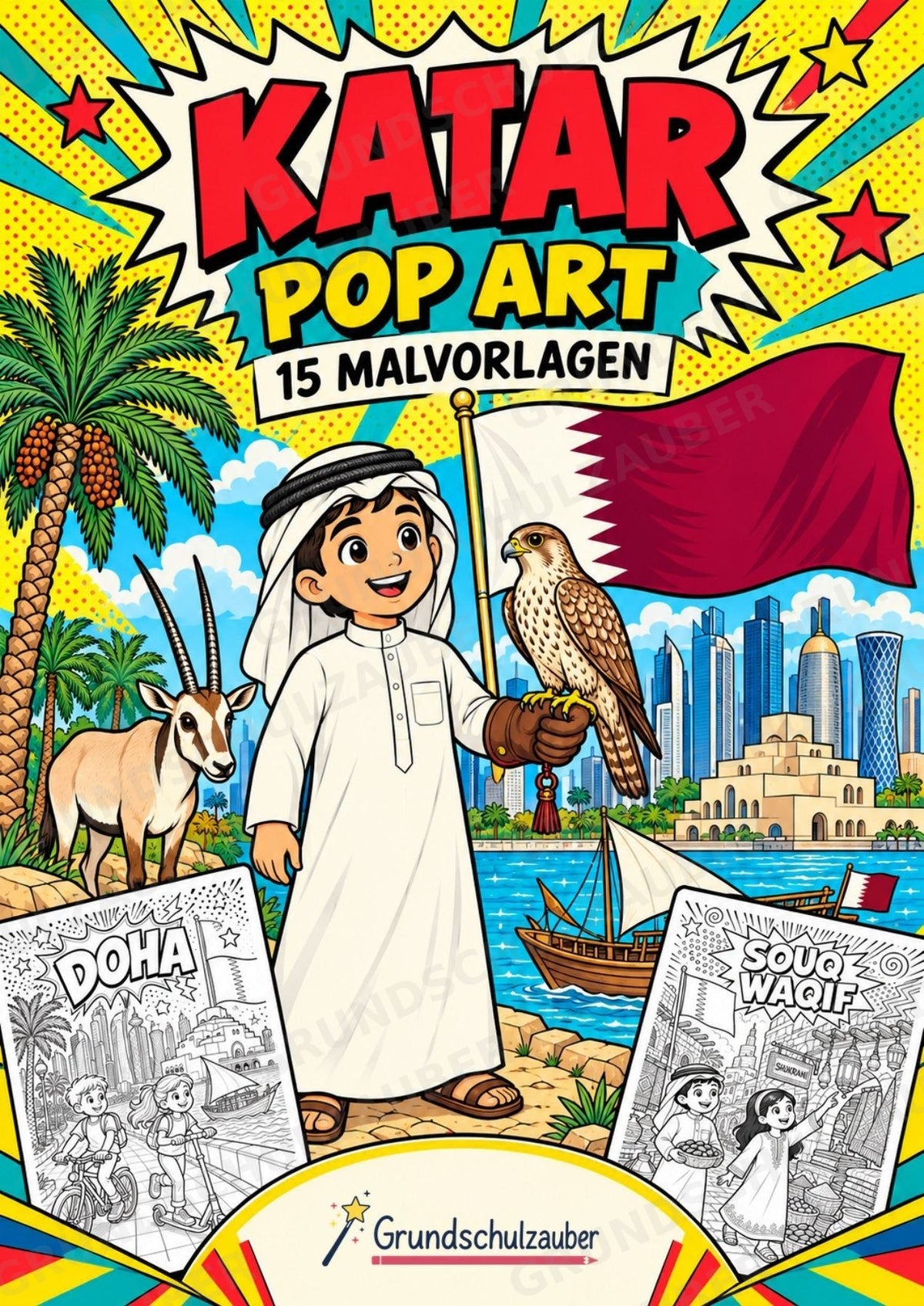 Katar POP Art Ausmalbilder 15 Malvorlagen – Cover