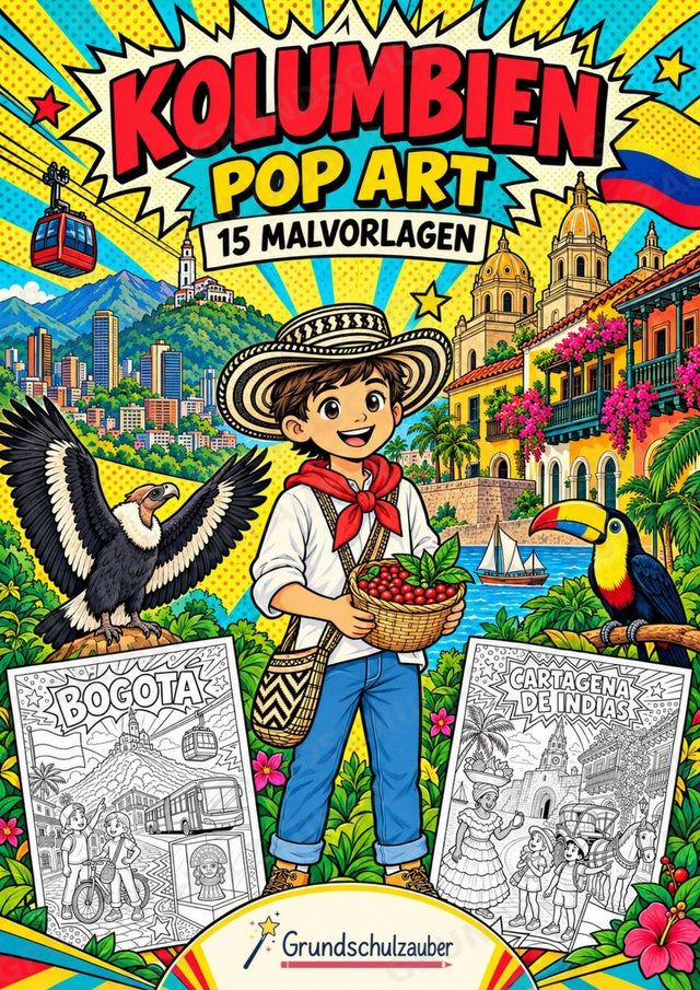 Kolumbien POP Art Ausmalbilder 15 Malvorlagen – Cover