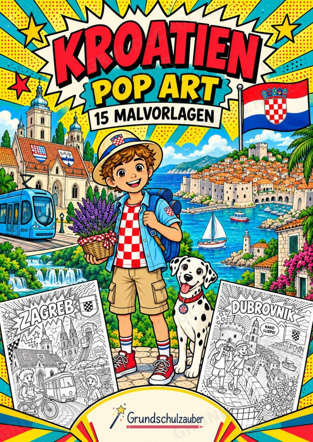 Kroatien POP Art Ausmalbilder 15 Malvorlagen – Cover