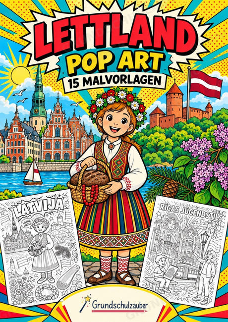 Lettland POP Art Ausmalbilder 15 Malvorlagen – Cover