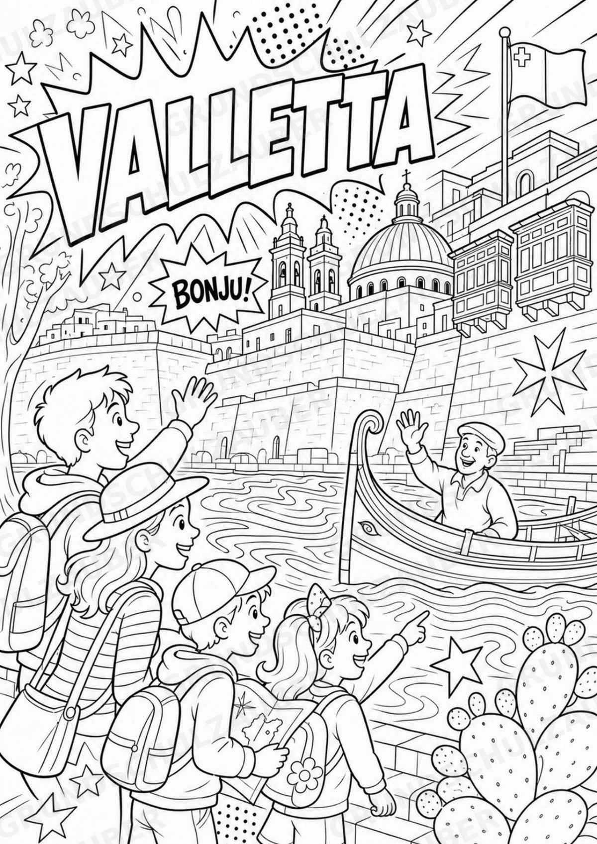 Malta POP Art Ausmalbilder 15 Malvorlagen – Materialseite 2