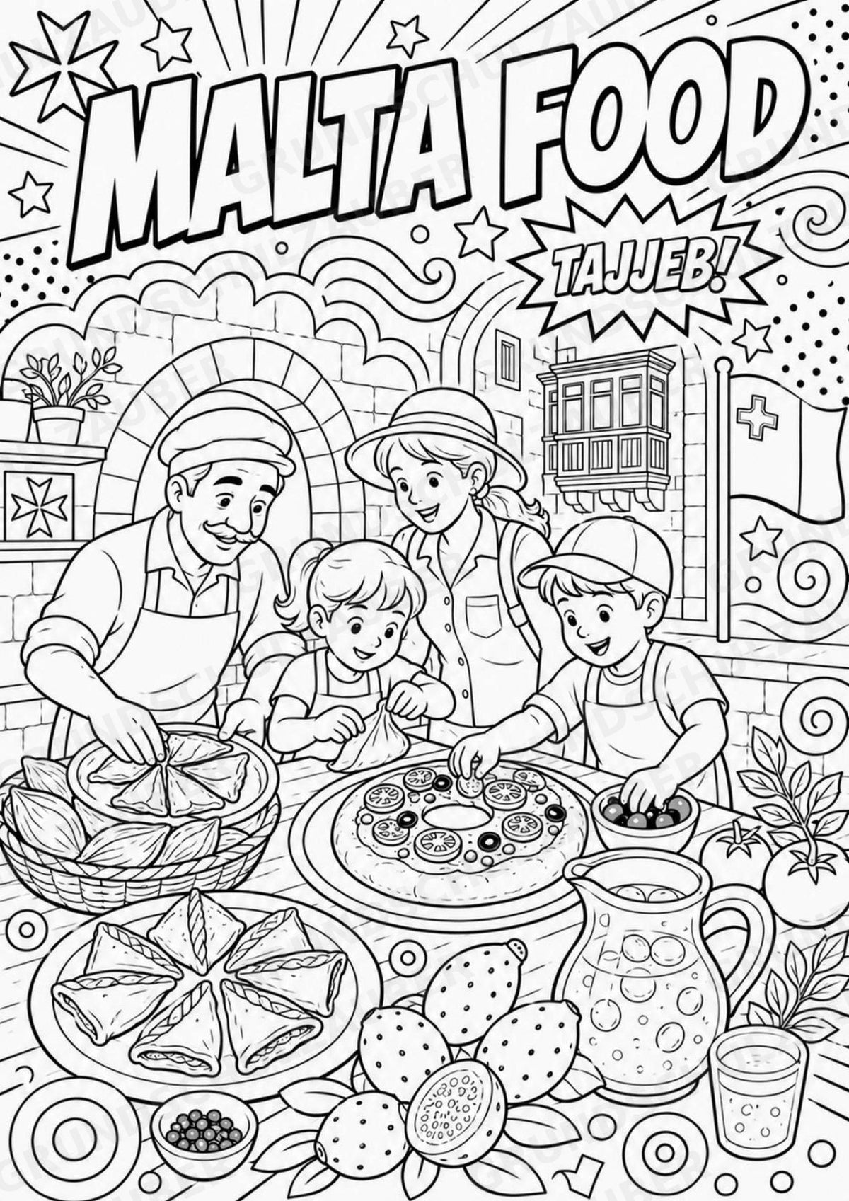 Malta POP Art Ausmalbilder 15 Malvorlagen – Materialseite 8