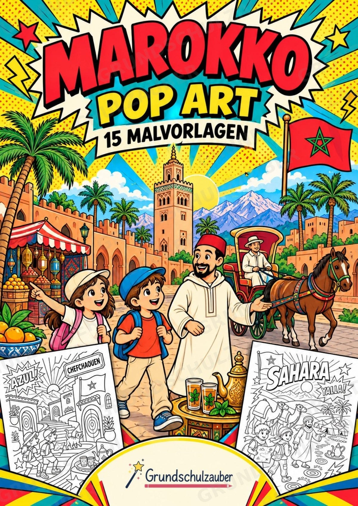 Marokko POP Art Ausmalbilder 15 Malvorlagen – Cover