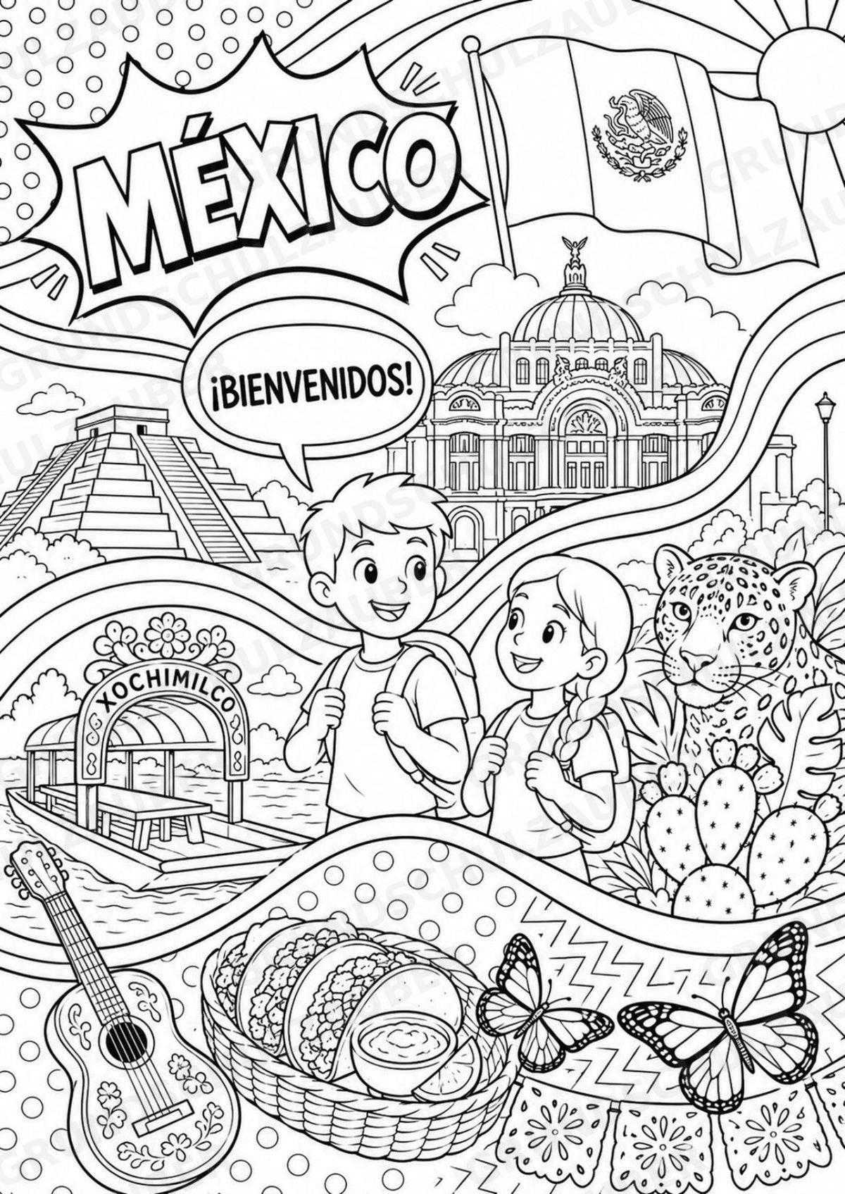 Mexiko POP Art Ausmalbilder 15 Malvorlagen – Materialseite 2