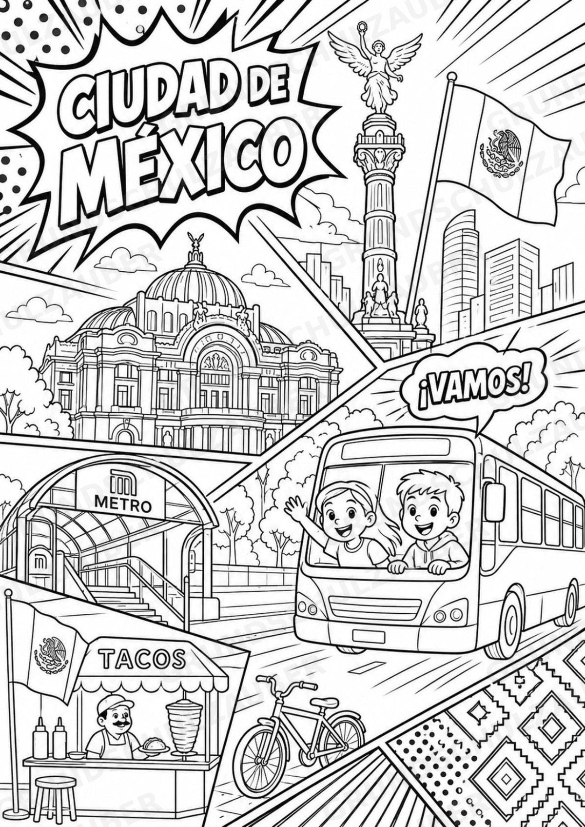 Mexiko POP Art Ausmalbilder 15 Malvorlagen – Materialseite 3