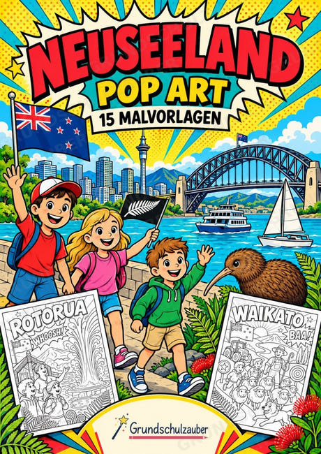 Neuseeland POP Art Ausmalbilder 15 Malvorlagen – Cover