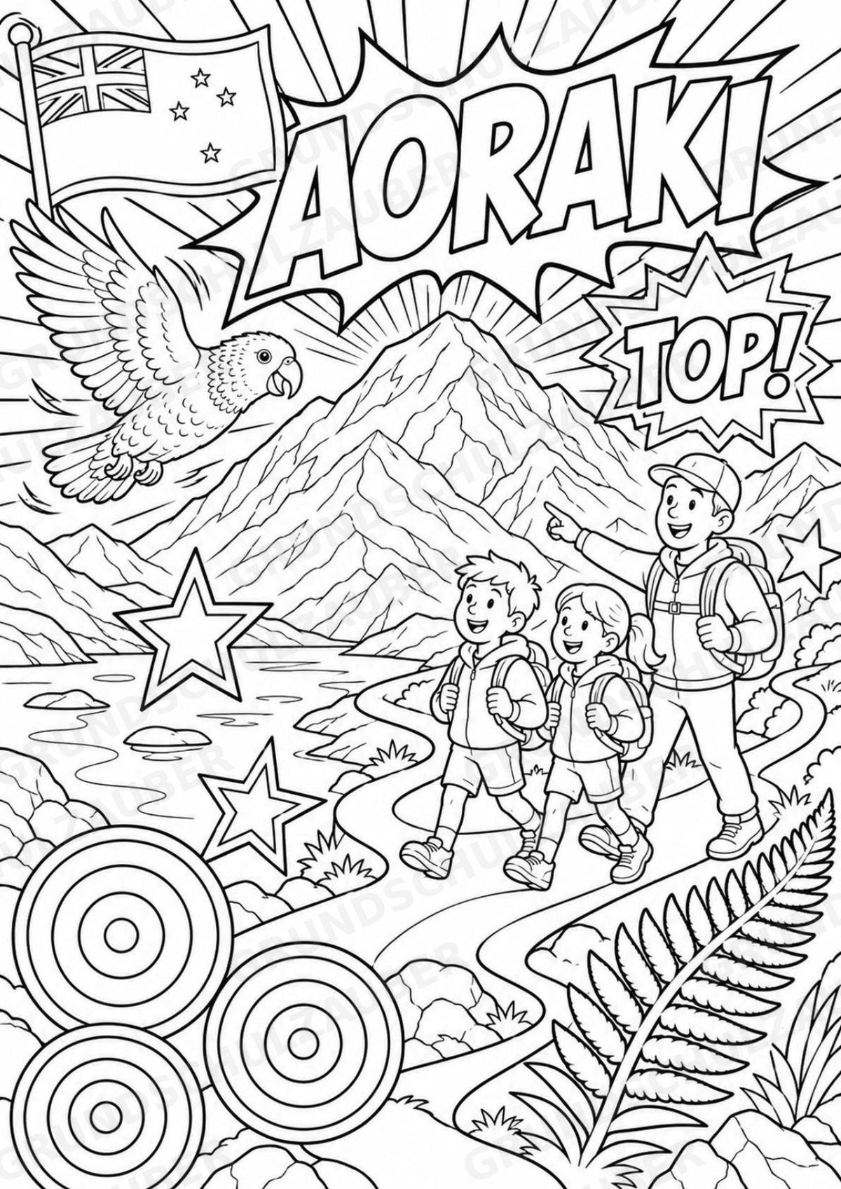 Neuseeland POP Art Ausmalbilder 15 Malvorlagen – Materialseite 12