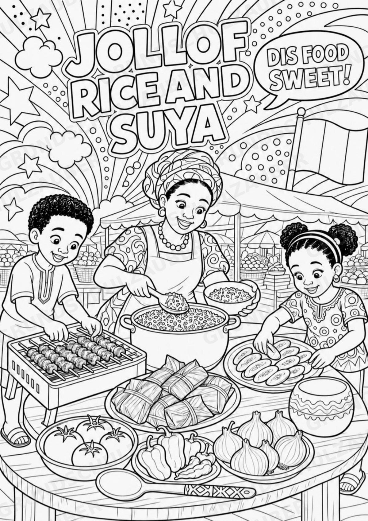 Nigeria POP Art Ausmalbilder 15 Malvorlagen – Materialseite 14