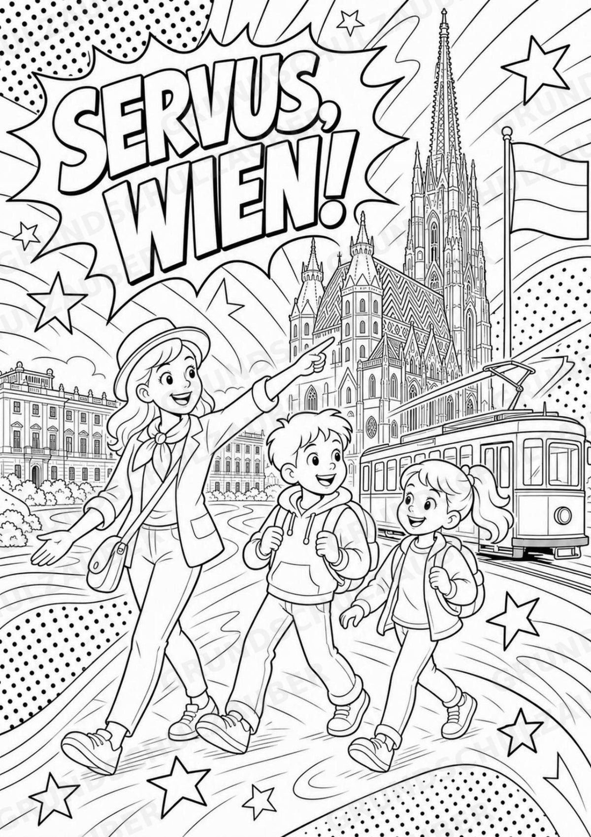Österreich POP Art Ausmalbilder 15 Malvorlagen – Materialseite 2