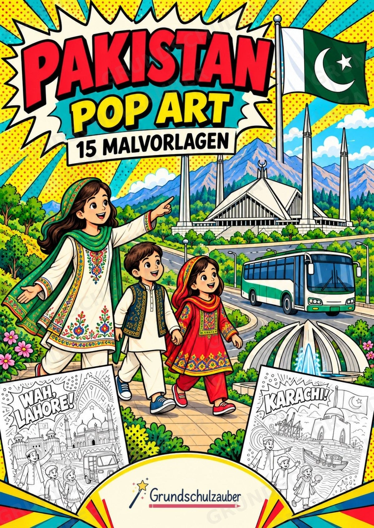 Pakistan POP Art Ausmalbilder 15 Malvorlagen – Cover