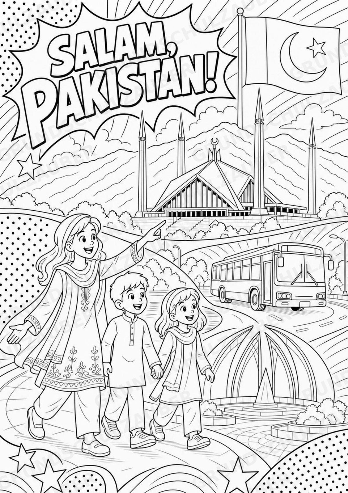 Pakistan POP Art Ausmalbilder 15 Malvorlagen – Materialseite 2