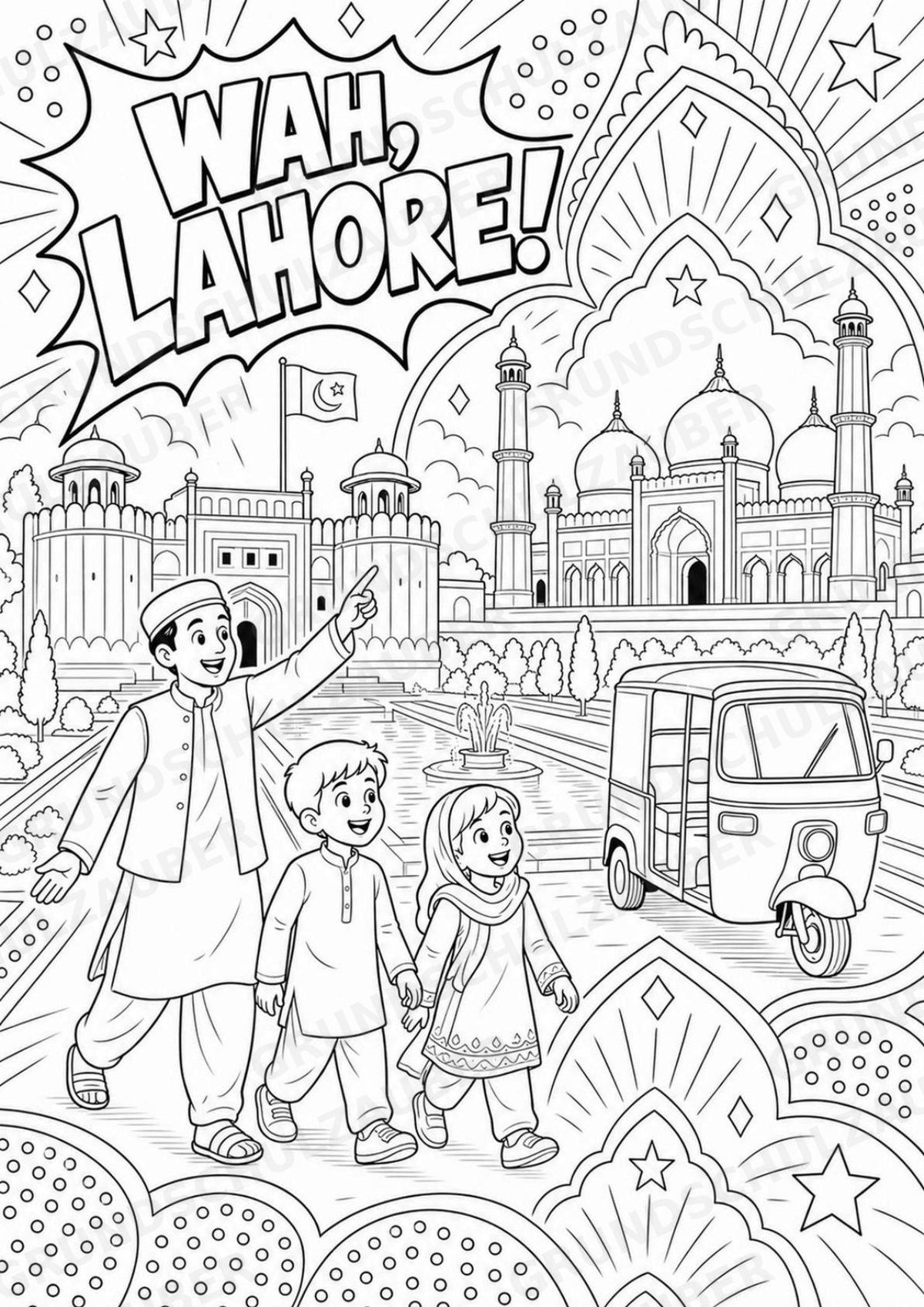 Pakistan POP Art Ausmalbilder 15 Malvorlagen – Materialseite 3