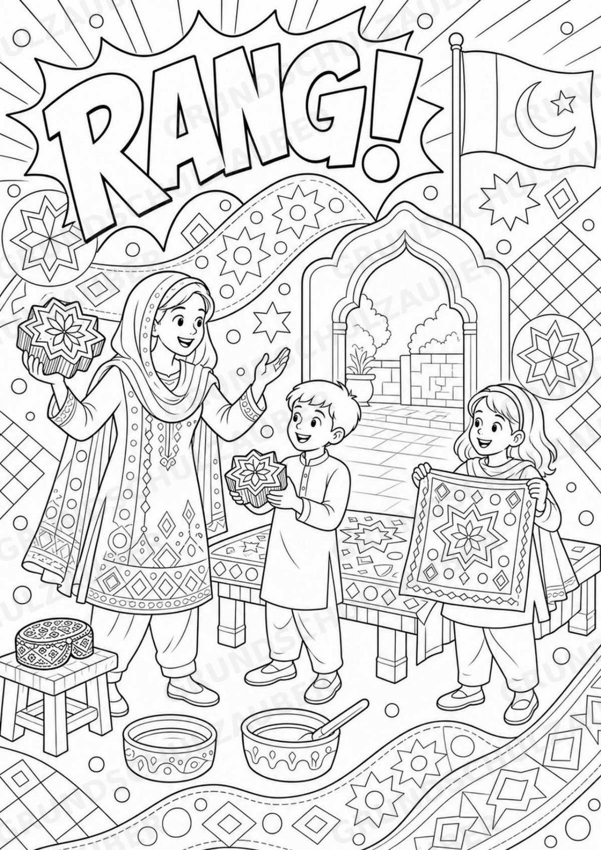 Pakistan POP Art Ausmalbilder 15 Malvorlagen – Materialseite 12