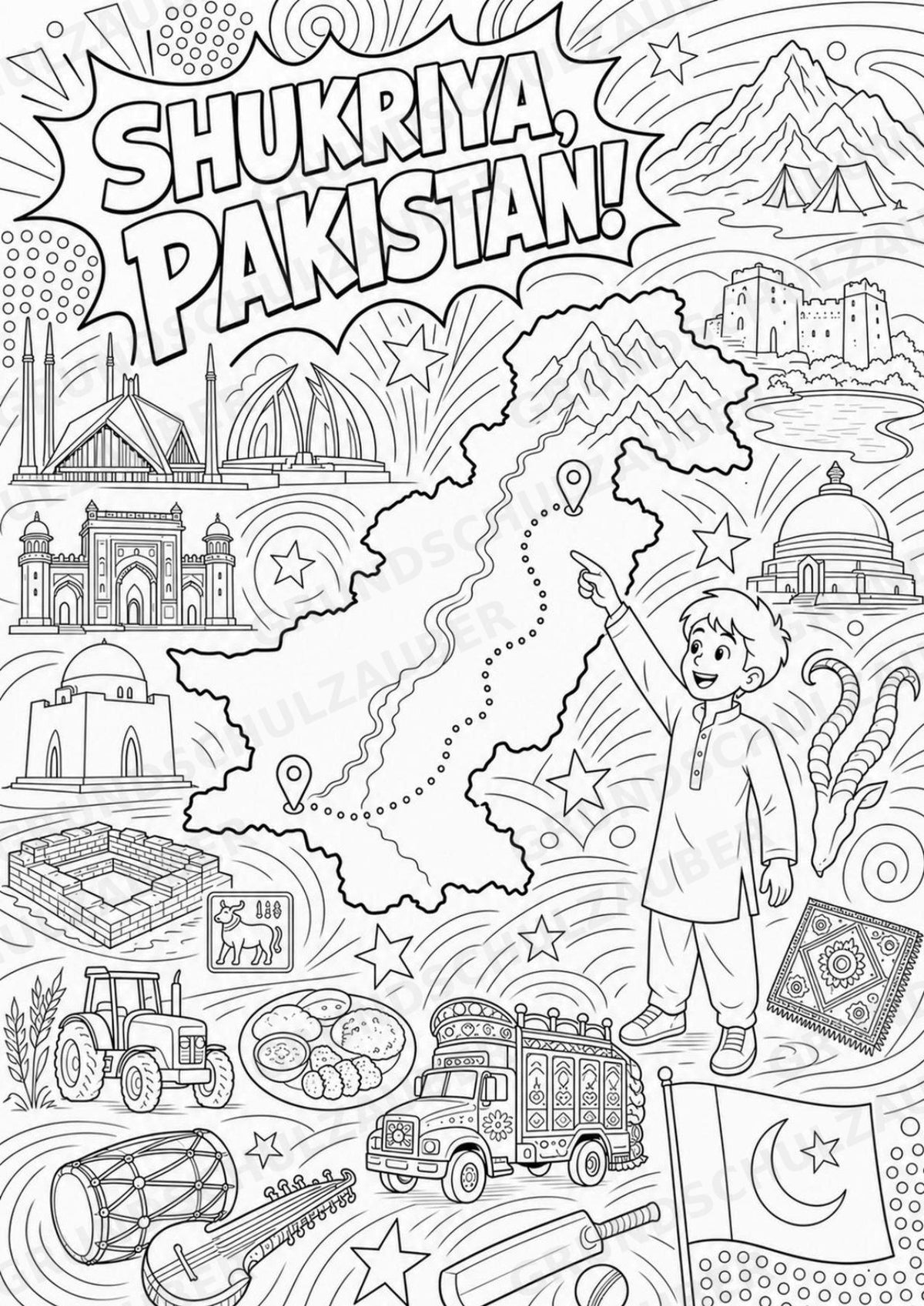 Pakistan POP Art Ausmalbilder 15 Malvorlagen – Materialseite 16