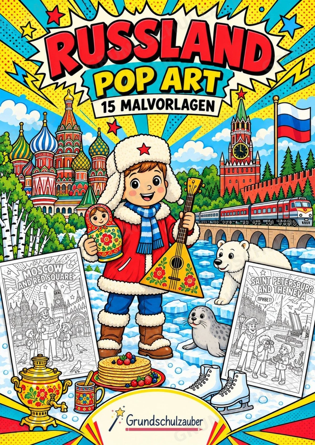 Russland POP Art Ausmalbilder 15 Malvorlagen – Cover