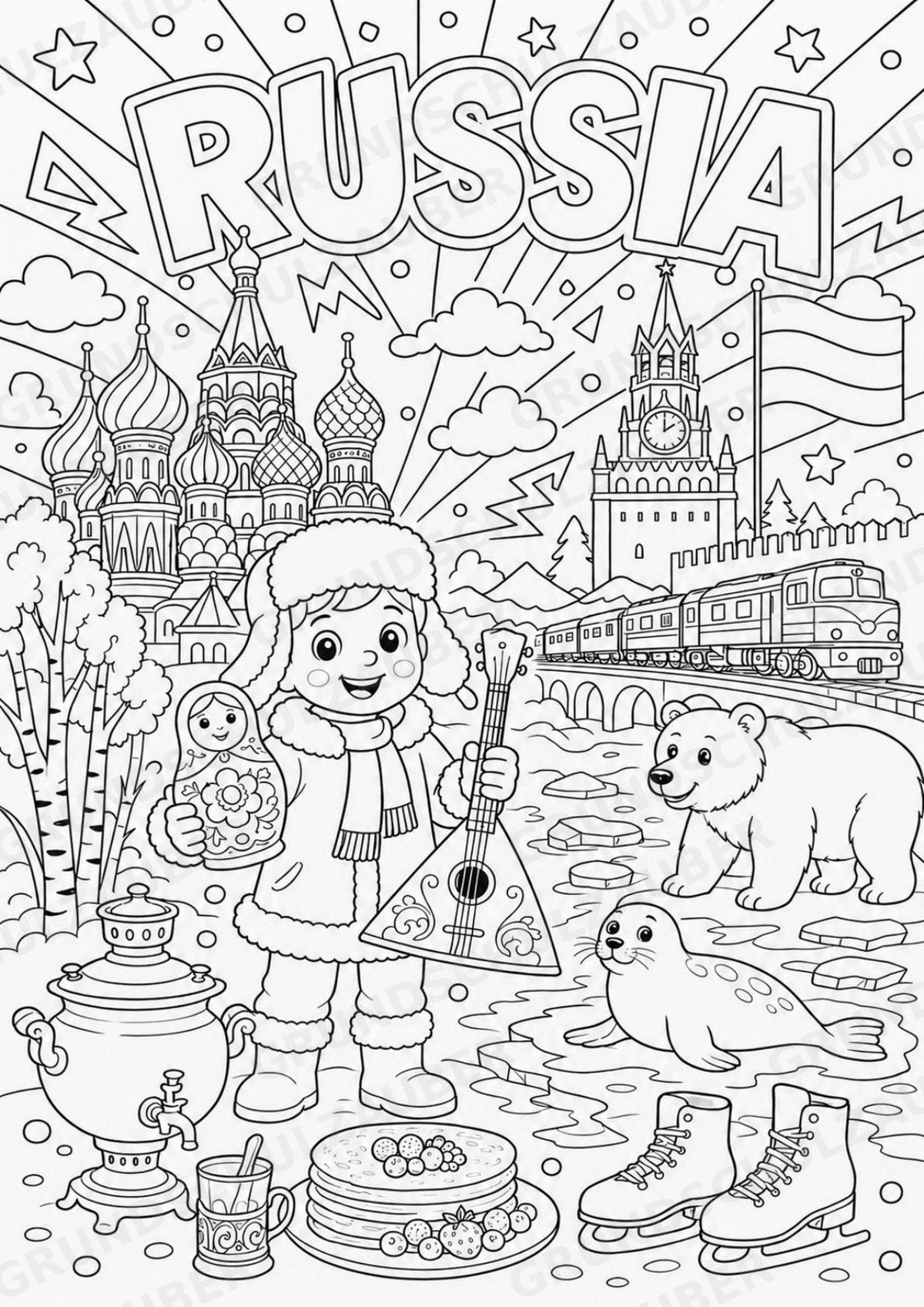 Russland POP Art Ausmalbilder 15 Malvorlagen – Materialseite 2