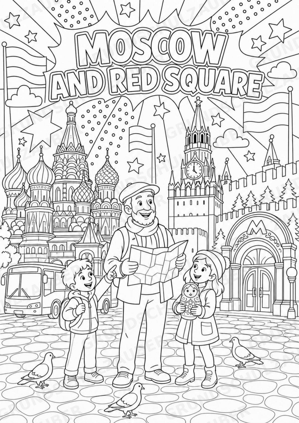 Russland POP Art Ausmalbilder 15 Malvorlagen – Materialseite 3