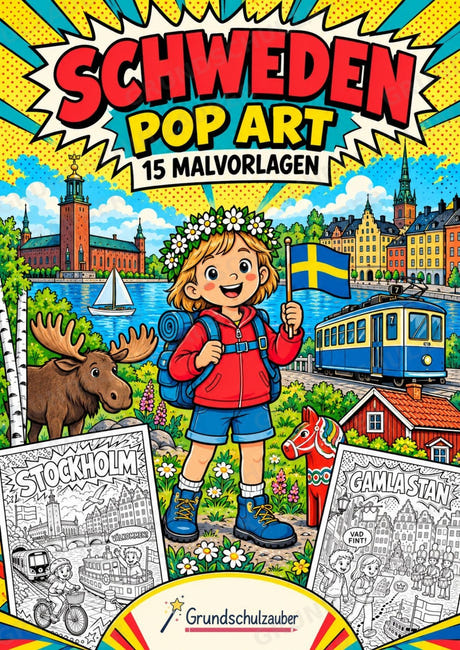 Schweden POP Art Ausmalbilder 15 Malvorlagen – Cover