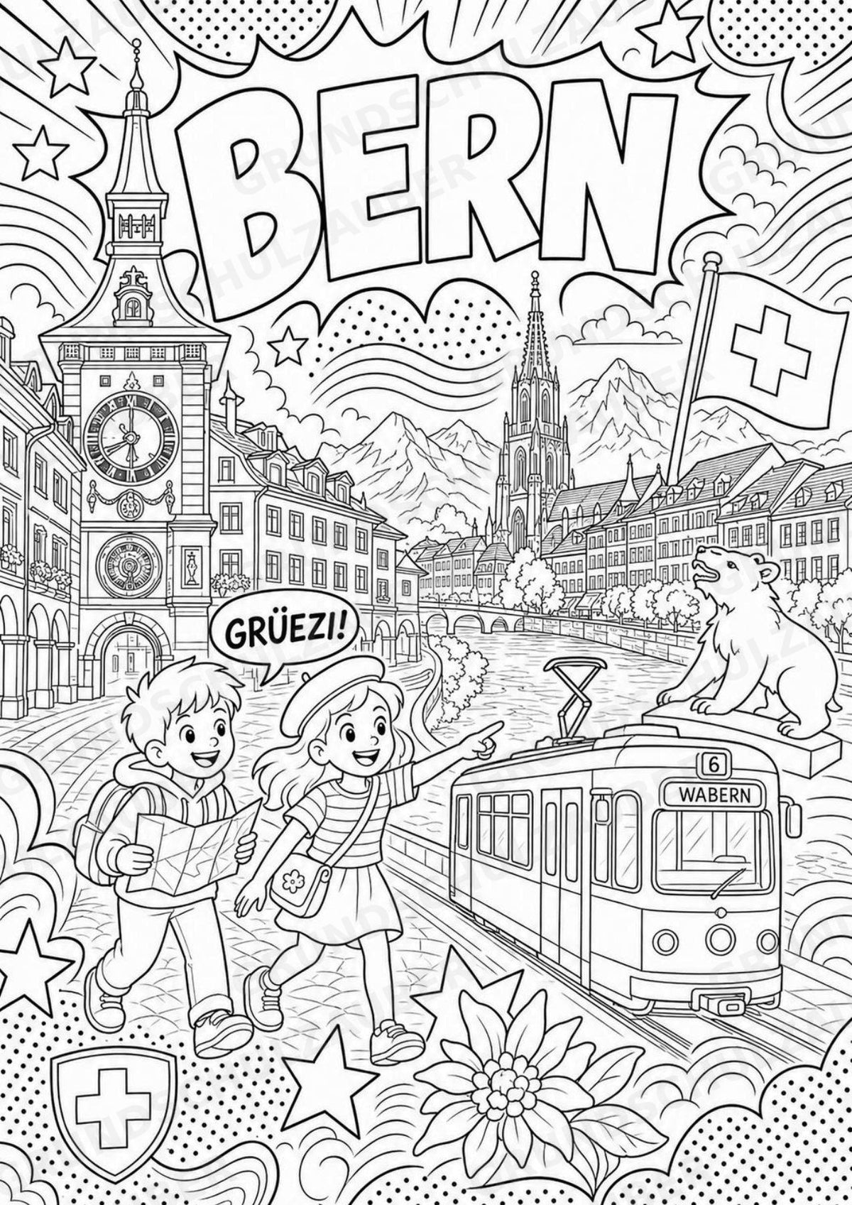 Schweiz POP Art Ausmalbilder 15 Malvorlagen – Materialseite 2