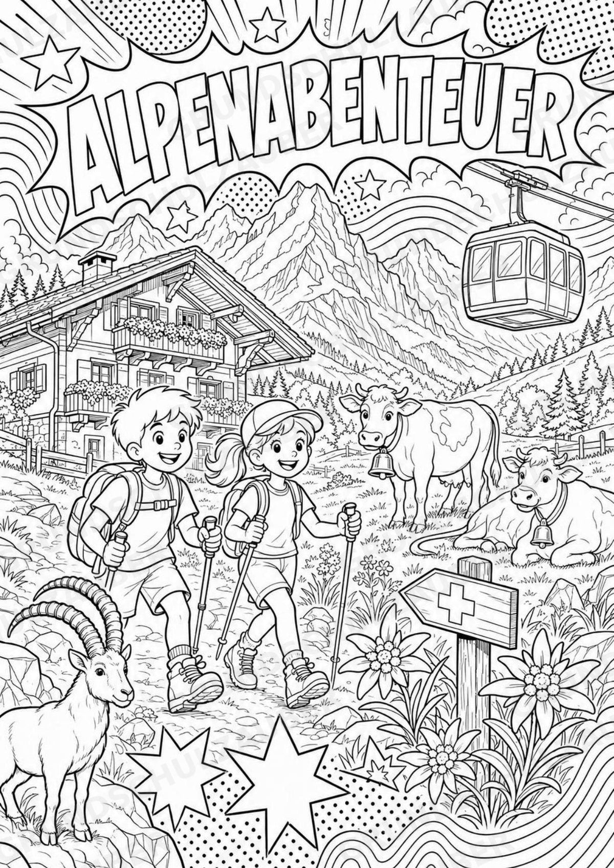 Schweiz POP Art Ausmalbilder 15 Malvorlagen – Materialseite 4