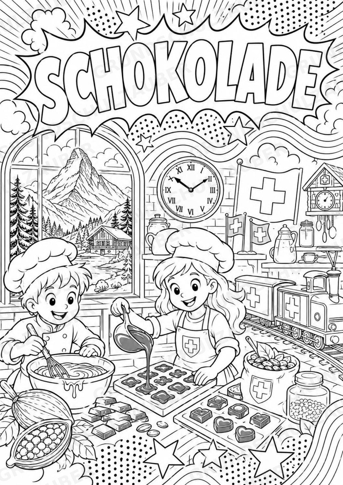Schweiz POP Art Ausmalbilder 15 Malvorlagen – Materialseite 11