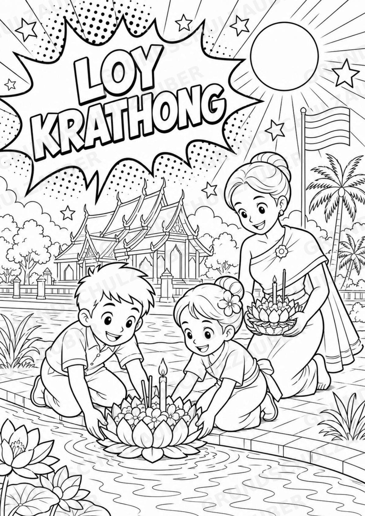 Thailand POP Art Ausmalbilder 15 Malvorlagen – Materialseite 6