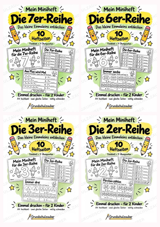 Einmaleins-Paket: Minihefte zu den Malreihen 2–9 | 80 Heftseiten | Multiplikation & Malaufgaben | Mathe Klasse 2 – BUNDLE Paketcover
