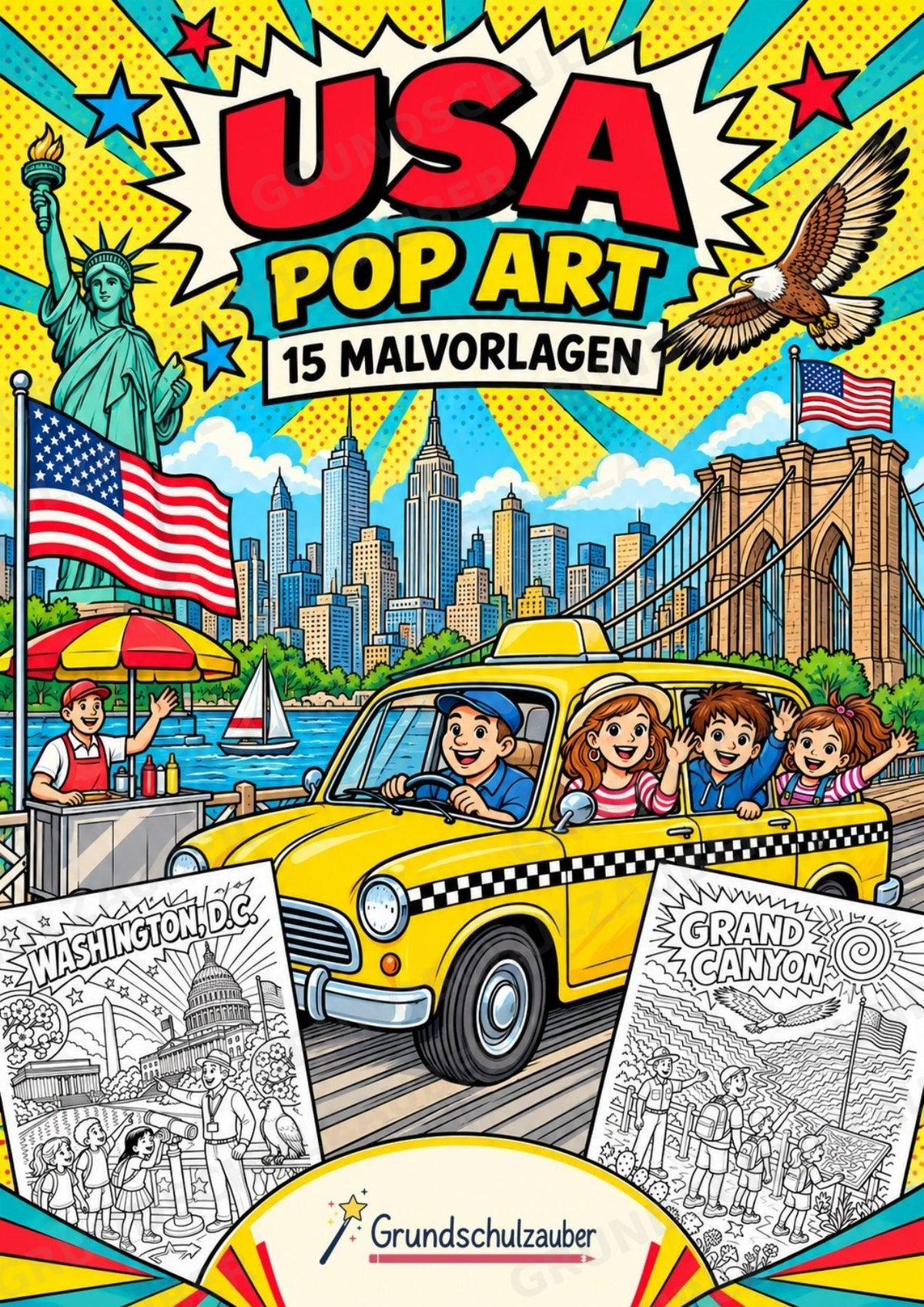USA POP Art Ausmalbilder 15 Malvorlagen – Cover