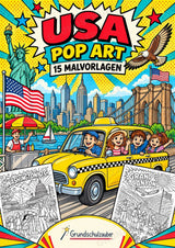 USA POP Art Ausmalbilder 15 Malvorlagen – Cover