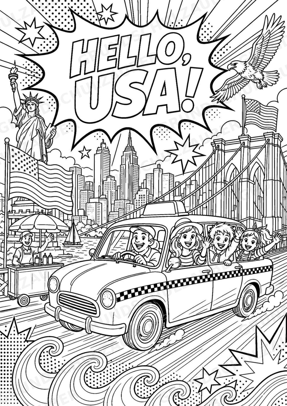 USA POP Art Ausmalbilder 15 Malvorlagen – Materialseite 2