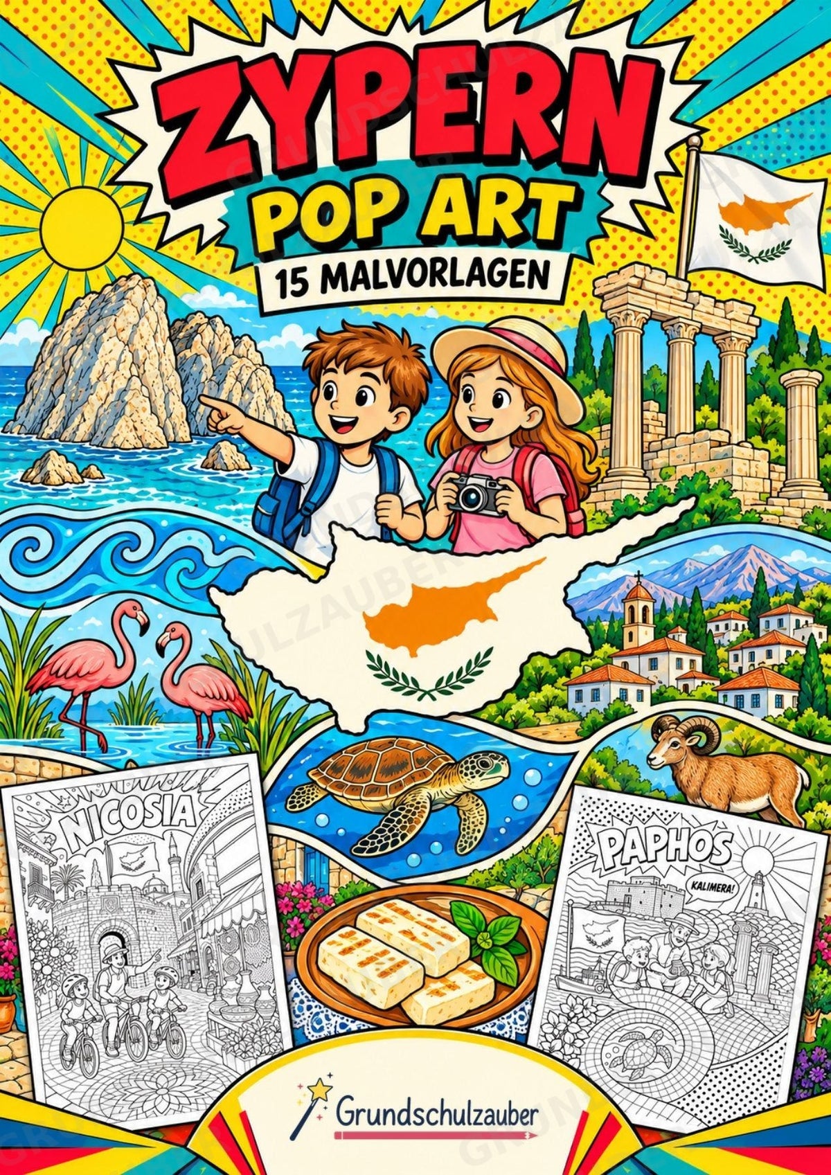 Zypern POP Art Ausmalbilder 15 Malvorlagen – Cover
