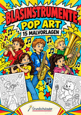 Blasinstrumente POP Art Ausmalbilder 15 Malvorlagen – Cover