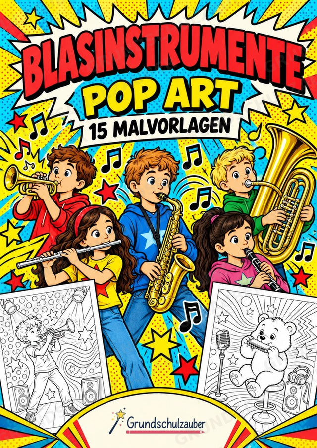 Blasinstrumente POP Art Ausmalbilder 15 Malvorlagen – Cover