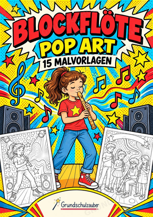 Blockflöte POP Art Ausmalbilder 15 Malvorlagen – Cover