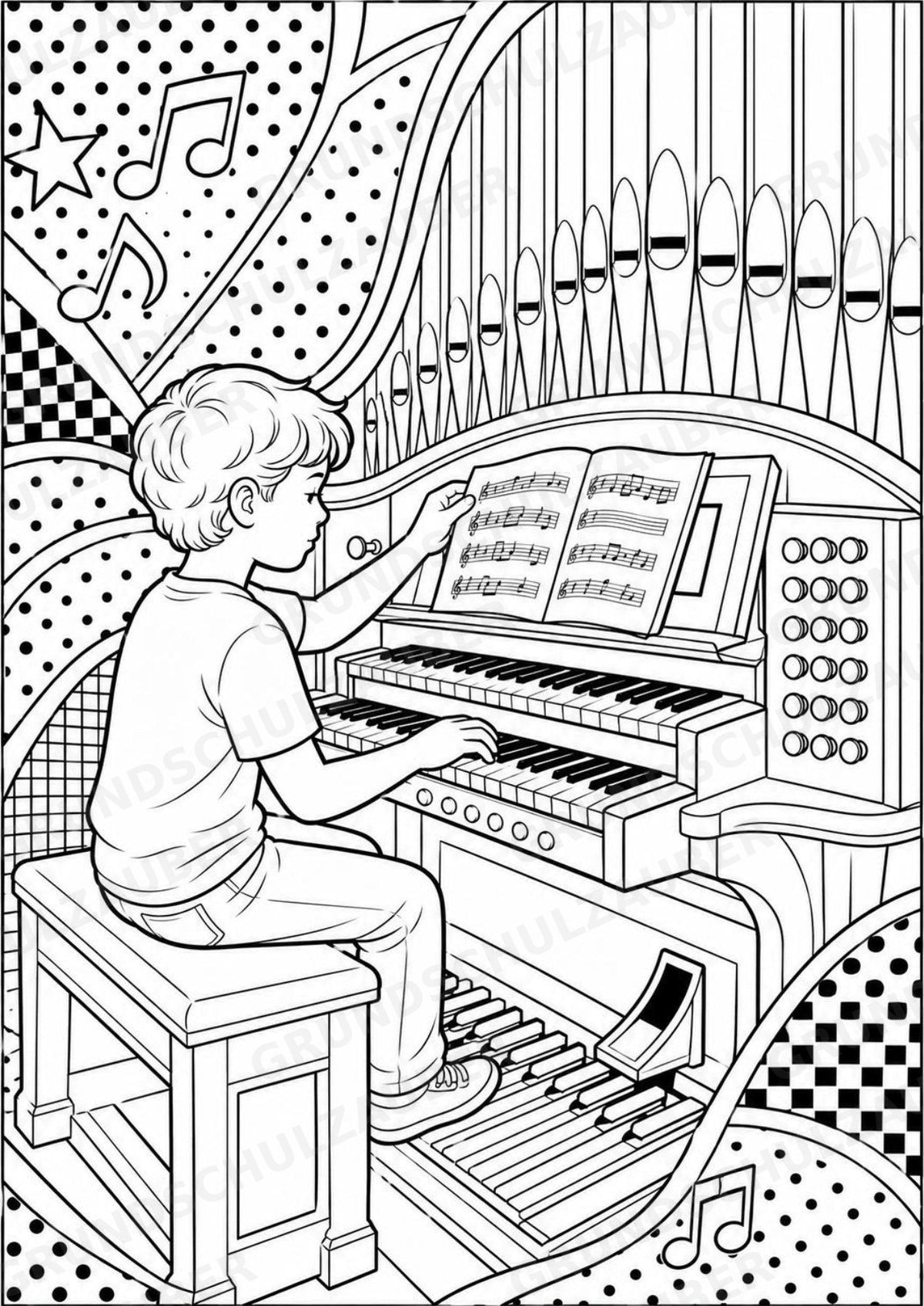 Die Orgel POP Art Ausmalbilder 15 Malvorlagen – Materialseite 14