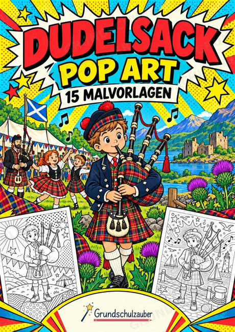 Dudelsack POP Art Ausmalbilder 15 Malvorlagen – Cover