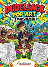 Dudelsack POP Art Ausmalbilder 15 Malvorlagen – Cover