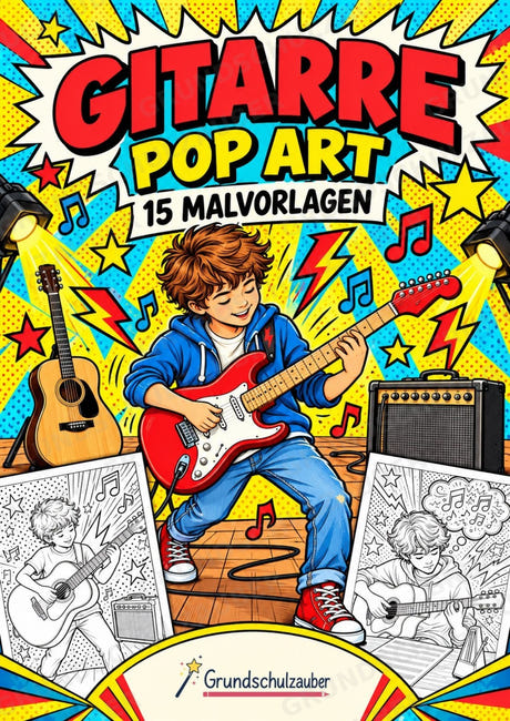 Gitarre POP Art Ausmalbilder 15 Malvorlagen – Cover