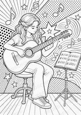 Gitarre POP Art Ausmalbilder 15 Malvorlagen – Materialseite 3