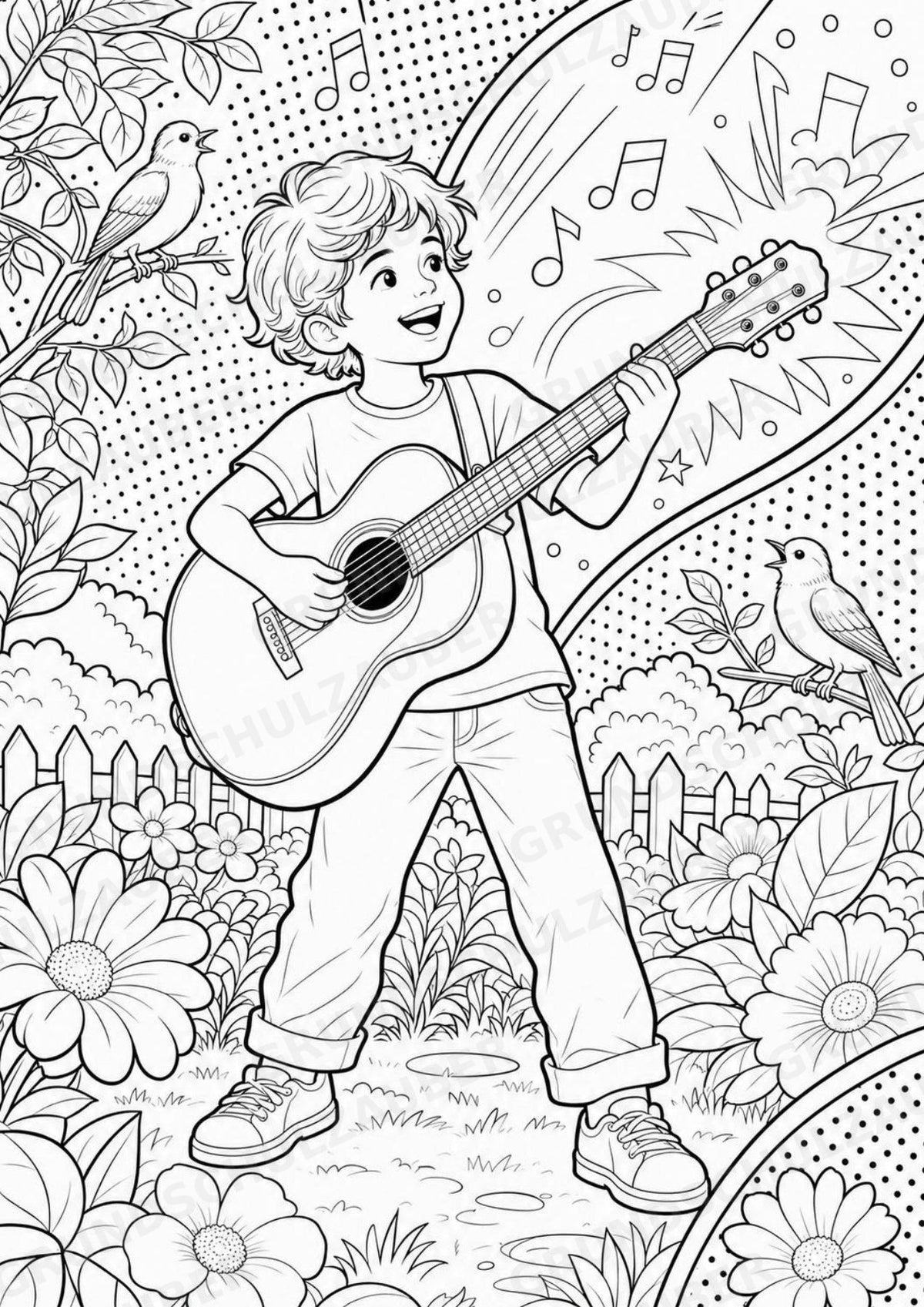 Gitarre POP Art Ausmalbilder 15 Malvorlagen – Materialseite 4