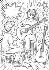 Gitarre POP Art Ausmalbilder 15 Malvorlagen – Materialseite 5