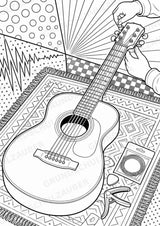 Gitarre POP Art Ausmalbilder 15 Malvorlagen – Materialseite 6