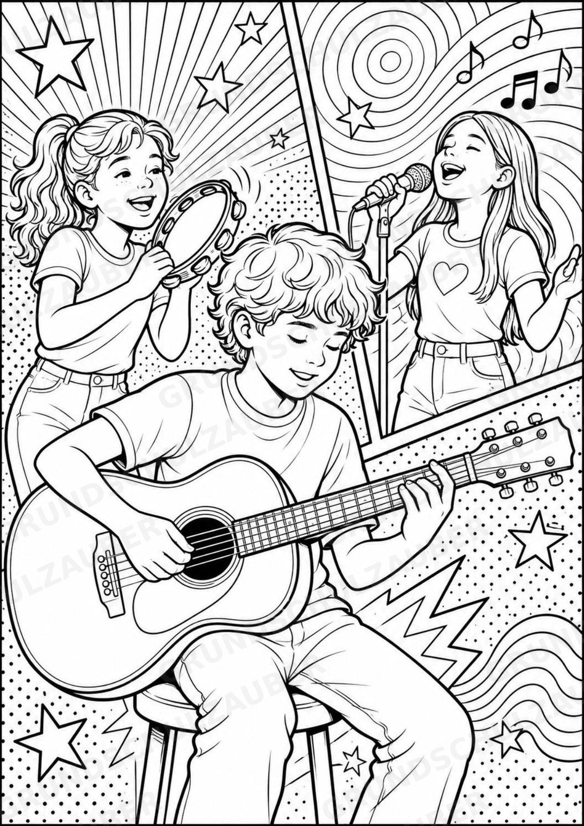 Gitarre POP Art Ausmalbilder 15 Malvorlagen – Materialseite 11