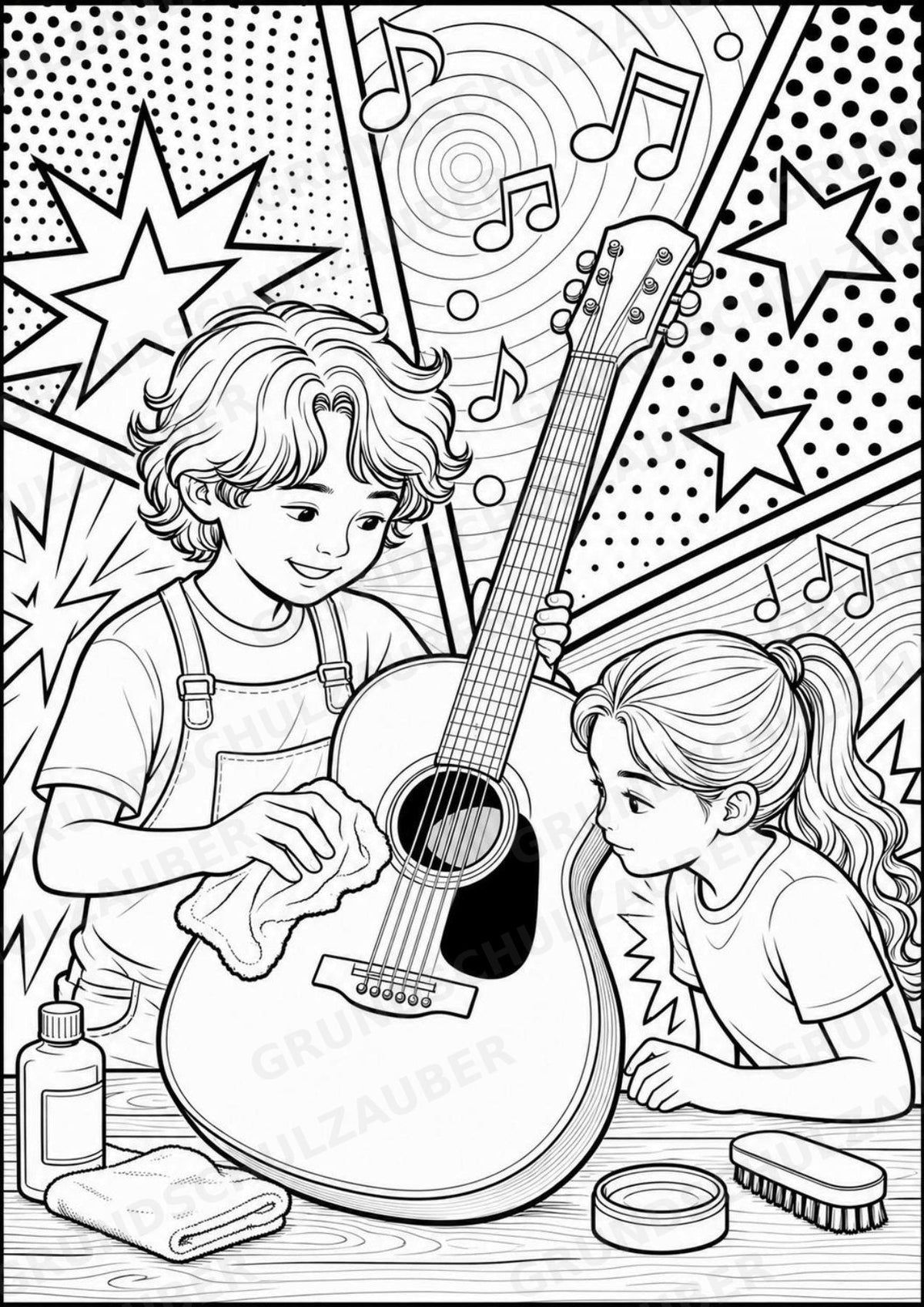 Gitarre POP Art Ausmalbilder 15 Malvorlagen – Materialseite 16