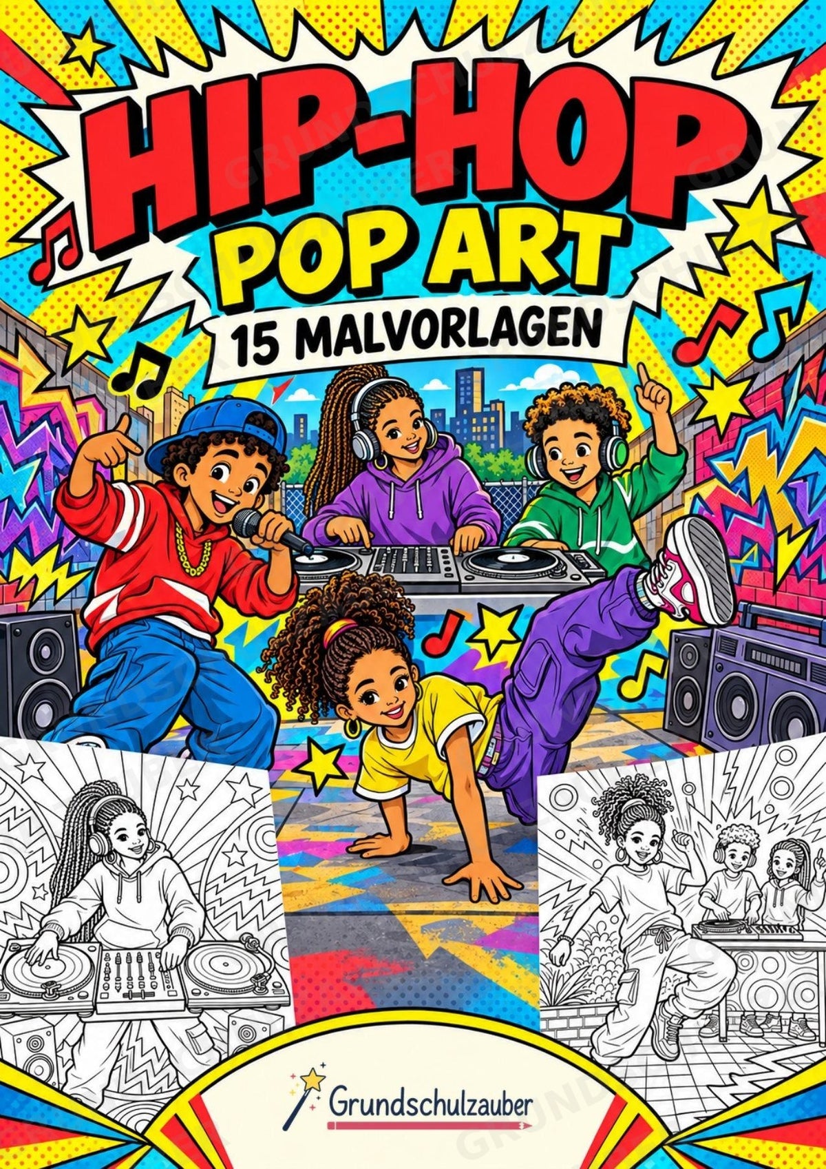 Hip Hop POP Art Ausmalbilder 15 Malvorlagen – Cover