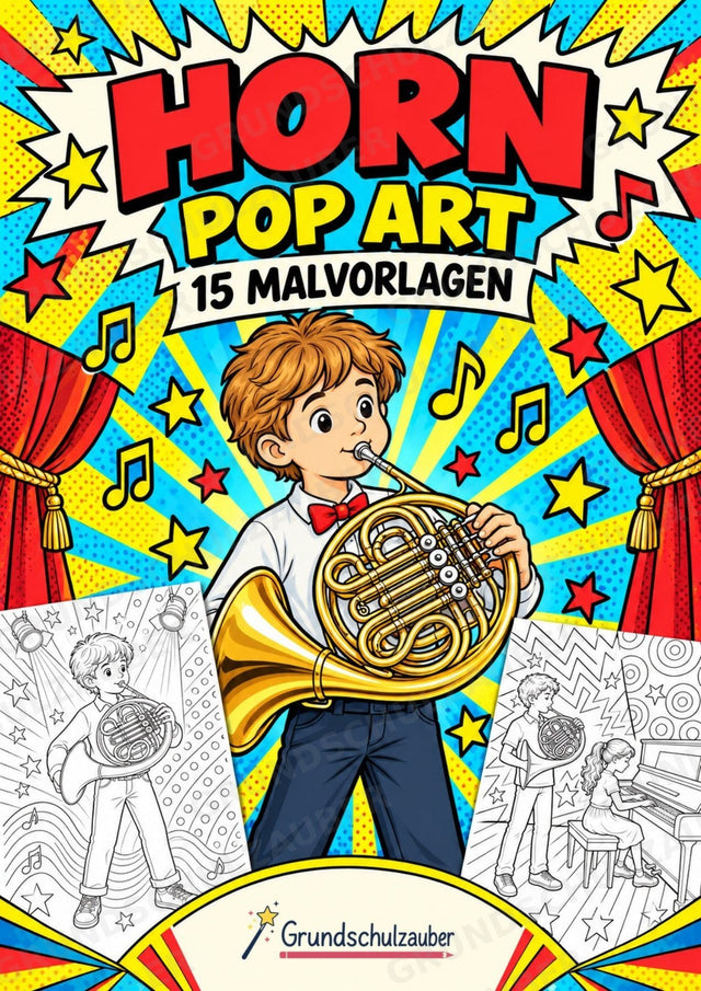 Horn POP Art Ausmalbilder 15 Malvorlagen – Cover