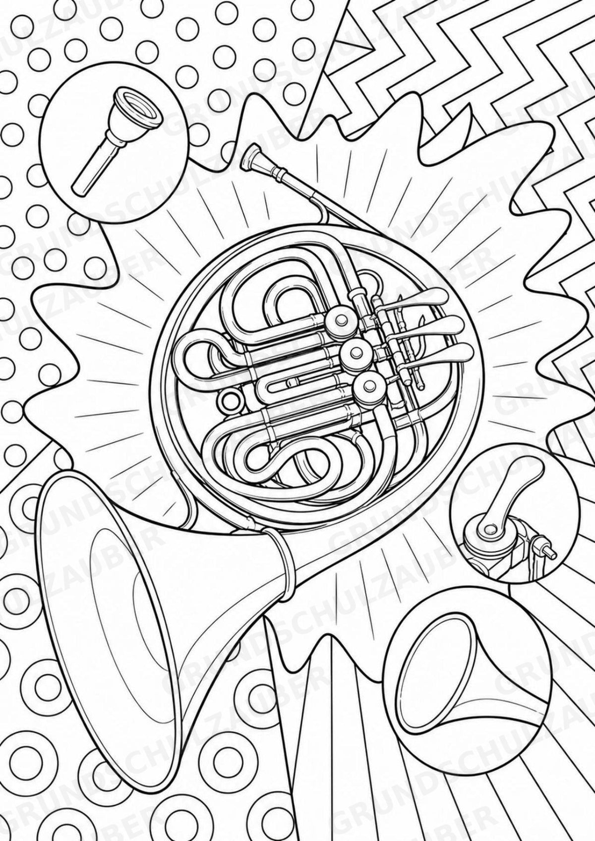 Horn POP Art Ausmalbilder 15 Malvorlagen – Materialseite 12